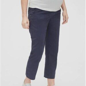 GAP Maternity Full Panel Straight Everyday Khakis Pants Washed Navy Size 4 NEW